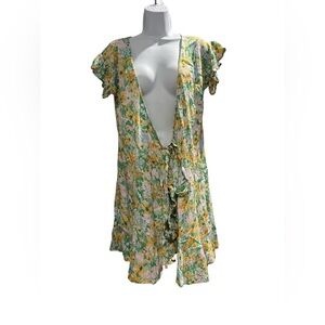 NWT Billabong Wrap & Roll Floral Ruffle Wrap Minidress